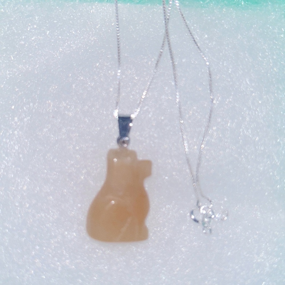 Boho Hippie Aventurine Dog Sterling Silver Necklace 16”